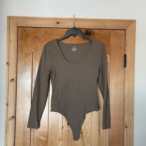 Nuuds Mocha Scoop Neck Bodysuit
